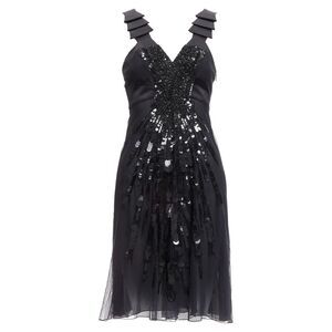 Versace sequins bead embellishment ruffle strap dress